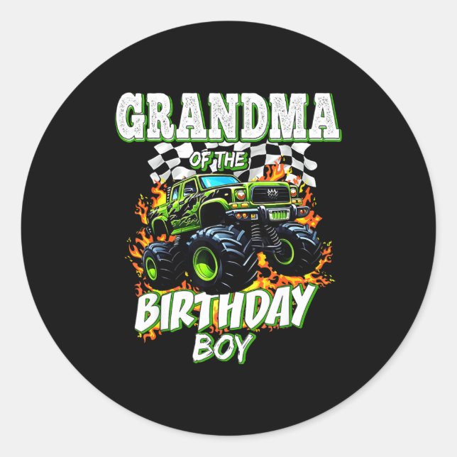 Adesivo Grandma Of The Birthday Boy Monster Truck Birthday (Frente)