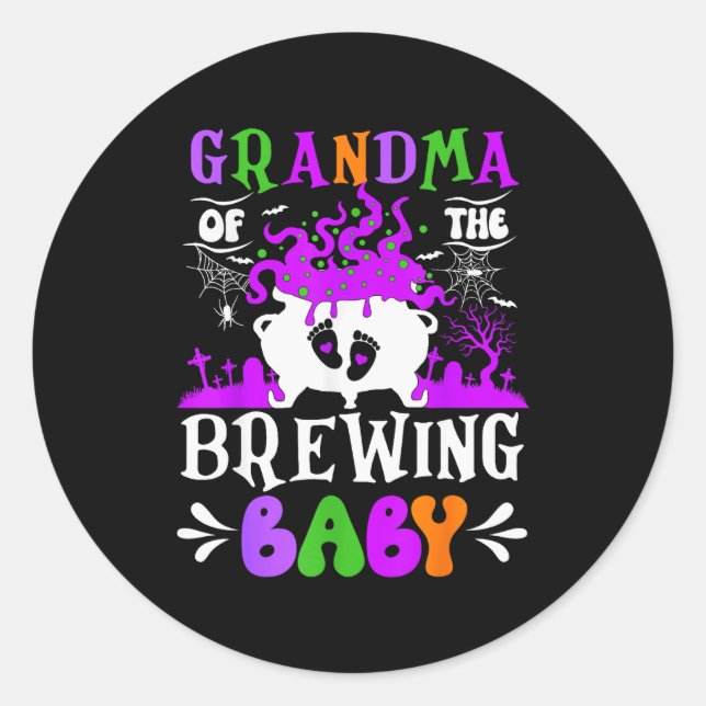 Adesivo Grandma Of The Brewing Baby Grandma To Be Hallowee (Frente)