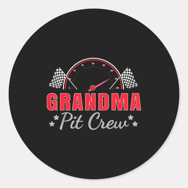 Adesivo Grandma T Crew Race Car Driver Birthday Party Raci (Frente)