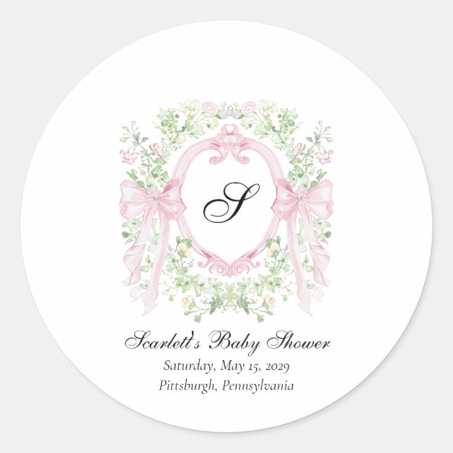 Adesivo Grandmellenial Botanical Crest Baby Shower  (Frente)