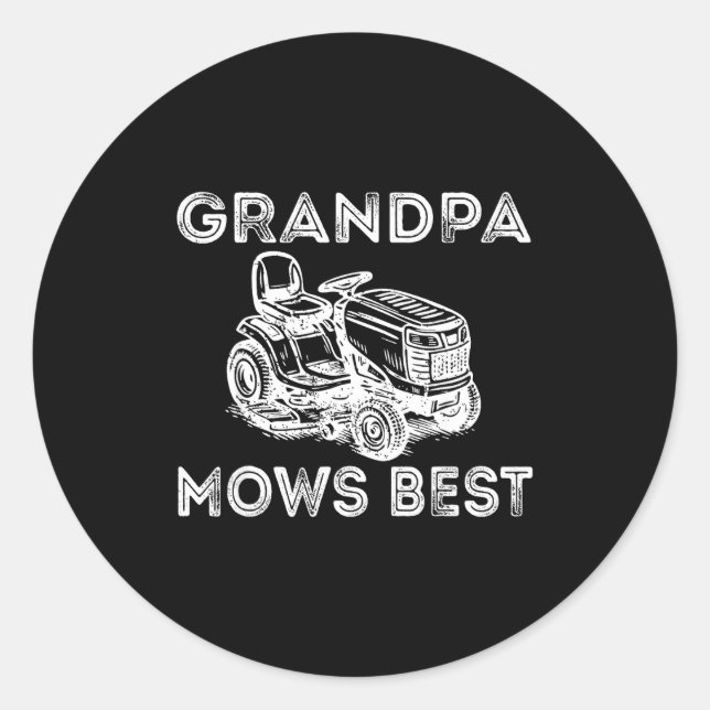 Adesivo Grandpa Mows Funny Lawn Mower Father's Day Papa  (Frente)