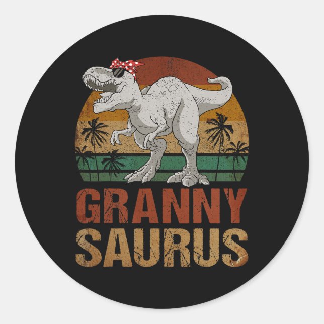 Adesivo Grannysaurus T Rex Dinossaur Avó Saurus Retro Mo (Frente)