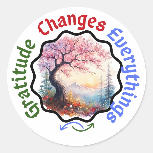 Adesivo Gratidão Muda Tudo - Citação Floral (Frente)