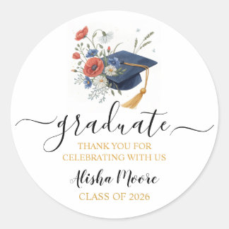 Adesivo Gratidão pela Graduação em Chapéu de Aquarela
