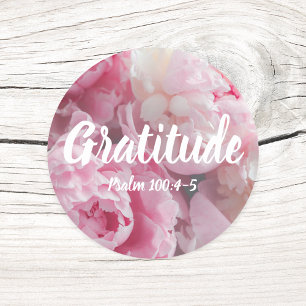 Adesivo Gratidão Salm 100:4-5 Versos Flores Rosa Elegantes