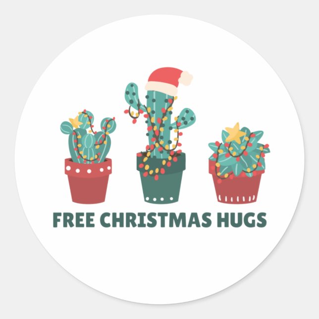 Adesivo Grátis Abraços De Natal Funny Cactus Plantas Cláss (Frente)