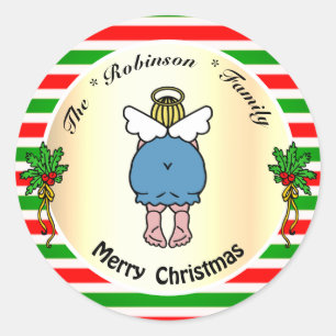 Adesivo Grátis Chubby Angel Red e Green Frame Christmas