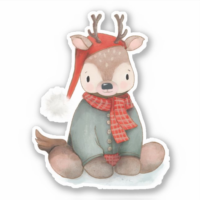 Adesivo Grátis Reindeer Ilustração Natal (Frente)