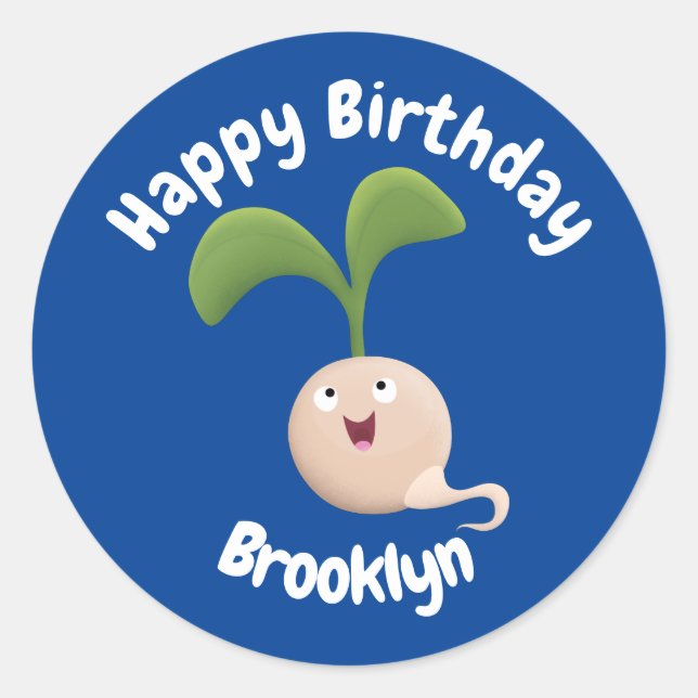 Adesivo Gratuito de desenho animado de semente feliz, clás (Frente)