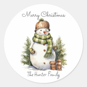 Adesivo Gratuito Personalizado Snowman Watercolor Natal