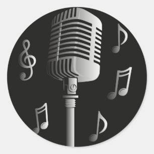 Adesivo Gravação de música analógica de microfone com grav
