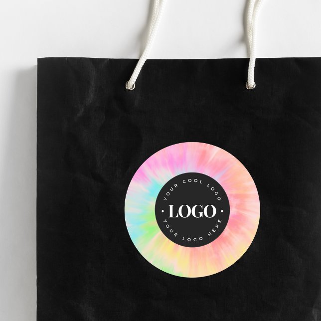 Adesivo Gravata Colorida Tie Dye & Seu Logotipo Personaliz (Criador carregado)