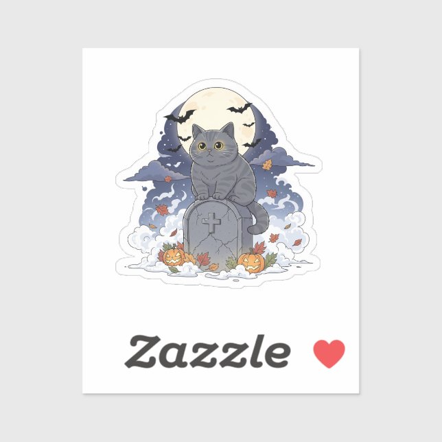 Adesivo Graveyard Brit - British Shorthair Cat Halloween (Folha)