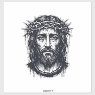 Adesivo Gravura Antiga Coroa de Espinhos Retrato Sagrado