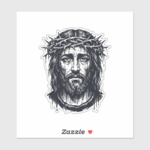 Adesivo Gravura Antiga Coroa de Espinhos Retrato Sagrado