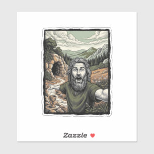 Adesivo Gravura Antiga Surpresa Retrato Barbudo Desenho