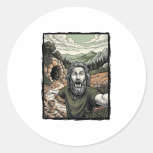 Adesivo Gravura Antiga Surpreso Retrato Barbudo Desenho