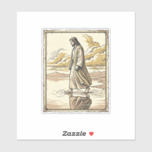Adesivo Gravura da Caminhada Espiritual na Água Vintage