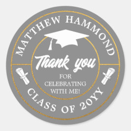 Adesivo Gray Graduating Class Thank You Grad Cap