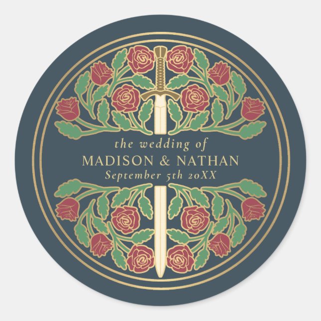 Adesivo Gray Royal Medieval Sword Wedding  (Frente)