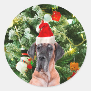 Adesivo Great Dane com Caixas de Presente de Árvore de Nat
