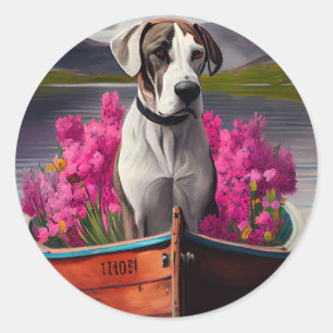 Adesivo Great Dane em uma Canoa: Uma Aventura Cênica