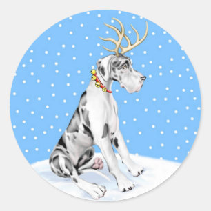 Adesivo Great Dane Reindeer Christmas Harlequin UC