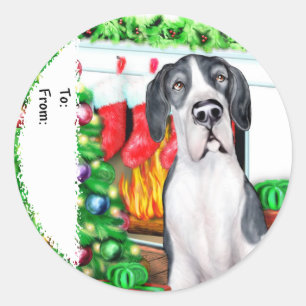 Adesivo Great Dane Stockings Mantle UC Gift Tags