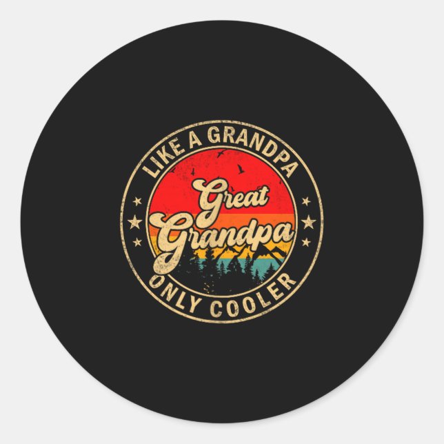 Adesivo Great Grandpa Like A Grandpa Only Cooler Retro For (Frente)