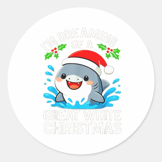 Adesivo Great White Christmas Shark Funny Santa Holiday Pu (Frente)