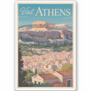 Adesivo Grécia de Atenas Parthênon Viagem Art Vintage