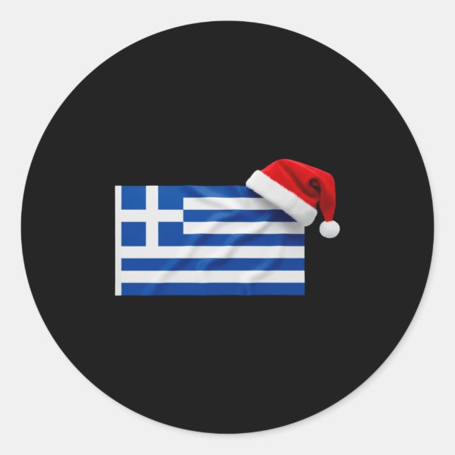 Adesivo Greek Flag Santa Hat Funny Greece Christmas Holida (Frente)