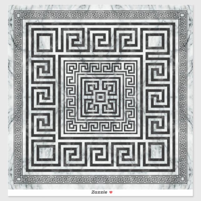 Adesivo Greek Meander - Greek Key Black and White Marble (Folha)