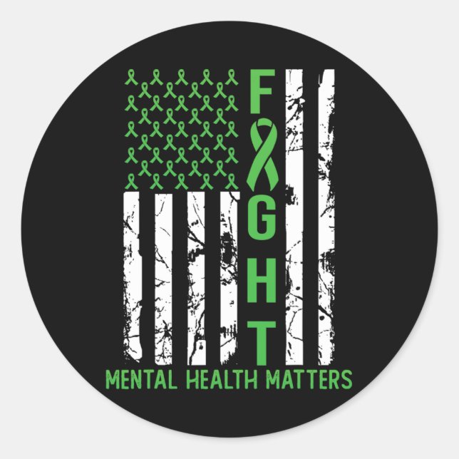 Adesivo Green American Flag Usa Mental Health Problems (Frente)