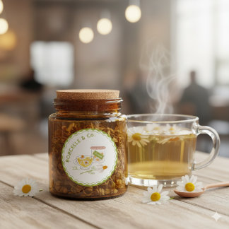 Adesivo Green and Yellow Floral Chamomile Herbal Tea