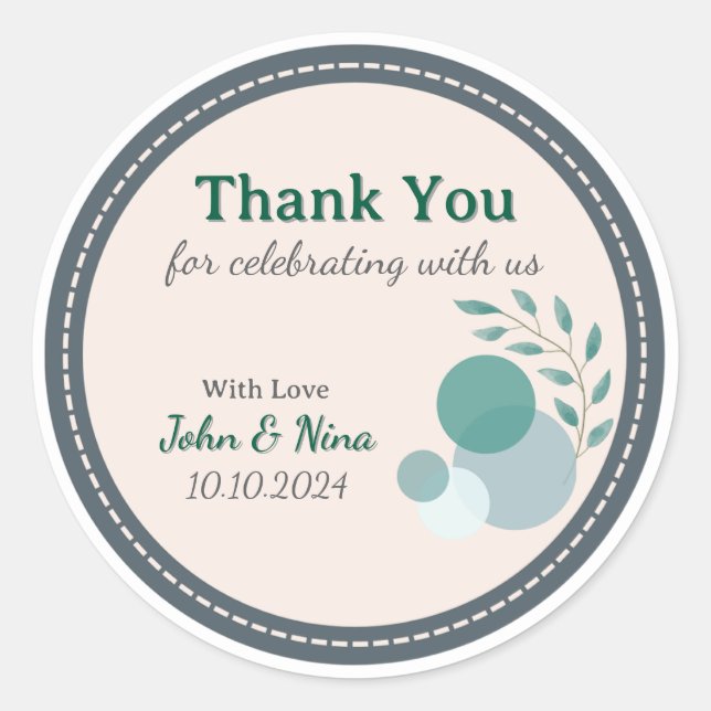 Adesivo Green & Beige Anniversary Thank You Sticker (Frente)