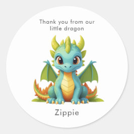 Adesivo Green Blue Baby Dragon Personalizado Obrigado