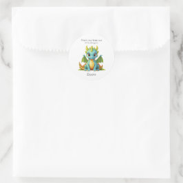 Adesivo Green Blue Baby Dragon Personalizado Obrigado