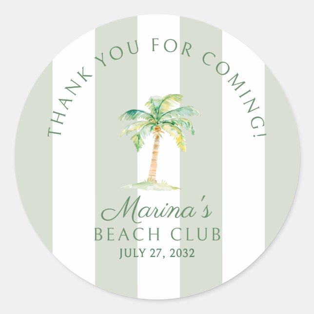 Adesivo Green Cabana Stripes Palm Beach Club Thank You (Frente)