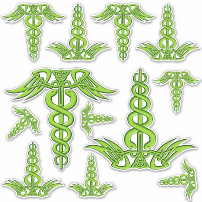 Adesivo Green Celtic Knot Caduceus (Frente)