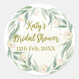 Adesivo Green eucalyptus floral bridal shower name date go