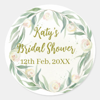 Adesivo Green eucalyptus floral bridal shower name date go
