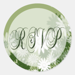 Adesivo Green Floral Wedding RSVP Seal