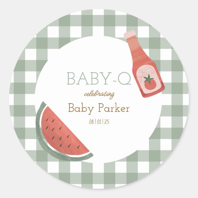 Adesivo Green Gingham Baby-Q Circular Sticker (Frente)