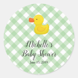 Adesivo Green Gingham Rubber Duckie Baby Shower 