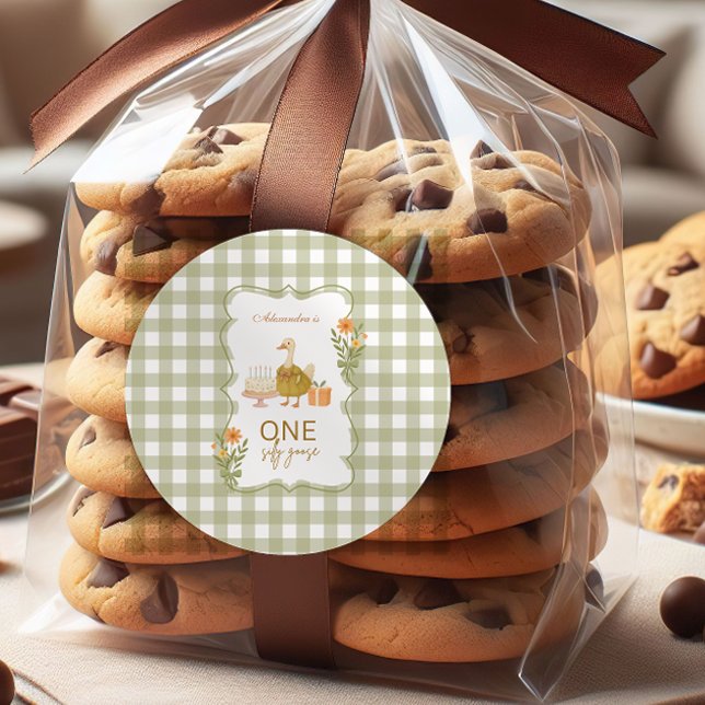 Adesivo  Green Gingham Silly Goose 1st Birthday (Criador carregado)