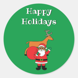 Adesivo Green Happy Holidays afro-americano Papai Noel