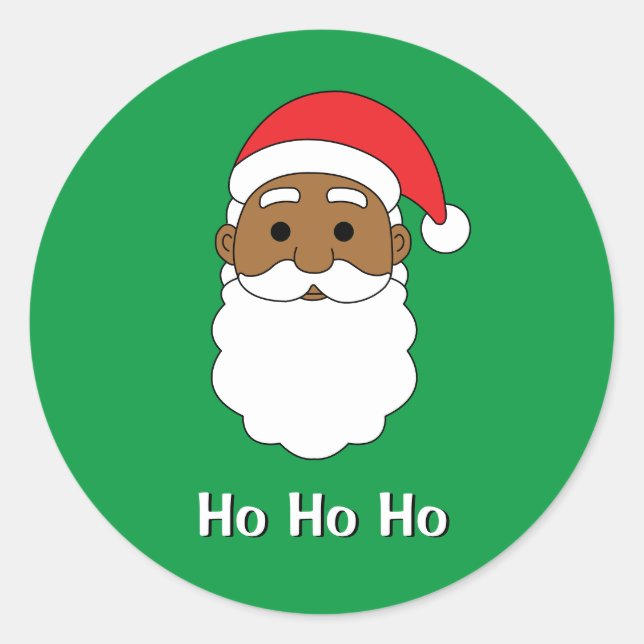 Adesivo Green Ho Ho Afro-Americana Família Papai Noel (Frente)