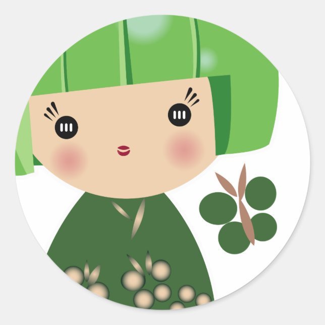 Adesivo Green Kokeshi Triplet Sticker (Frente)
