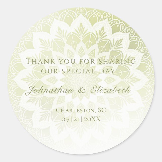 Adesivo Green Lace Mandala Wedding Favor (Frente)